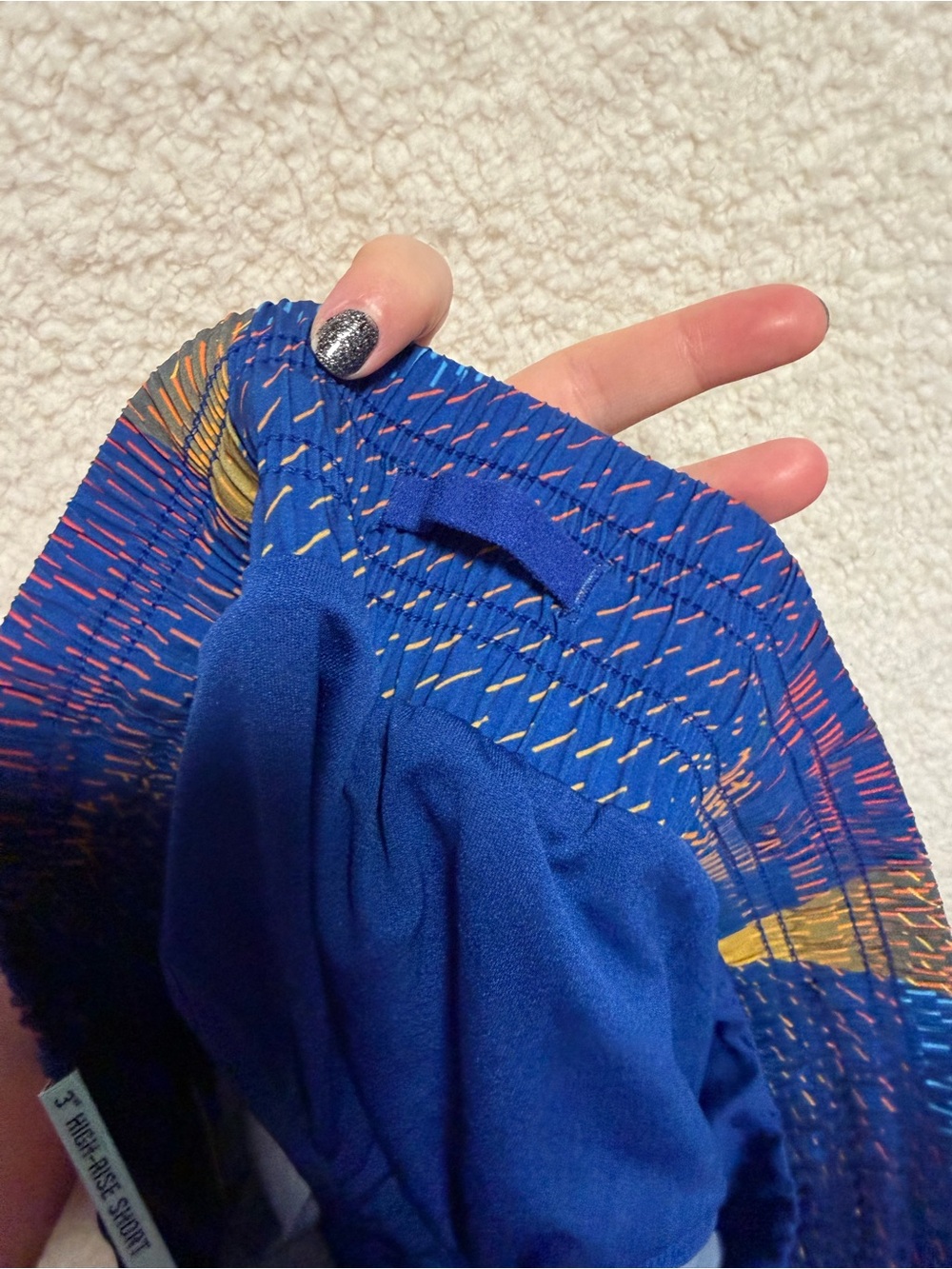 DSG High-Rise Lined Running Shorts Stride Blue Yellow Athletic Size Medium NEW - Picture 7 of 8